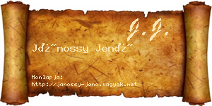 Jánossy Jenő névjegykártya